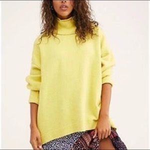 Free people bright yellow turtleneck sweater